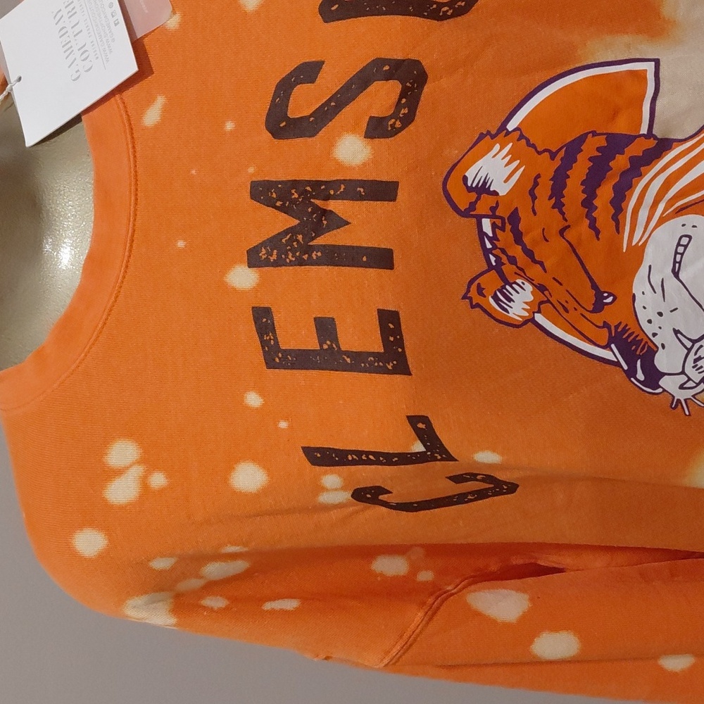 Clemson Gameday Couture Orange Twice As Nice Faded Dip Dye Sweatshirt Womens - Picture 2 of 5